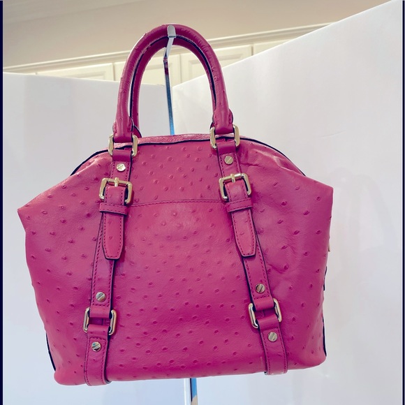 Michael Kors Handbags - Michael Kors Pink Ostrich Print Satchel GUC can be used as shoulder bag. See pic